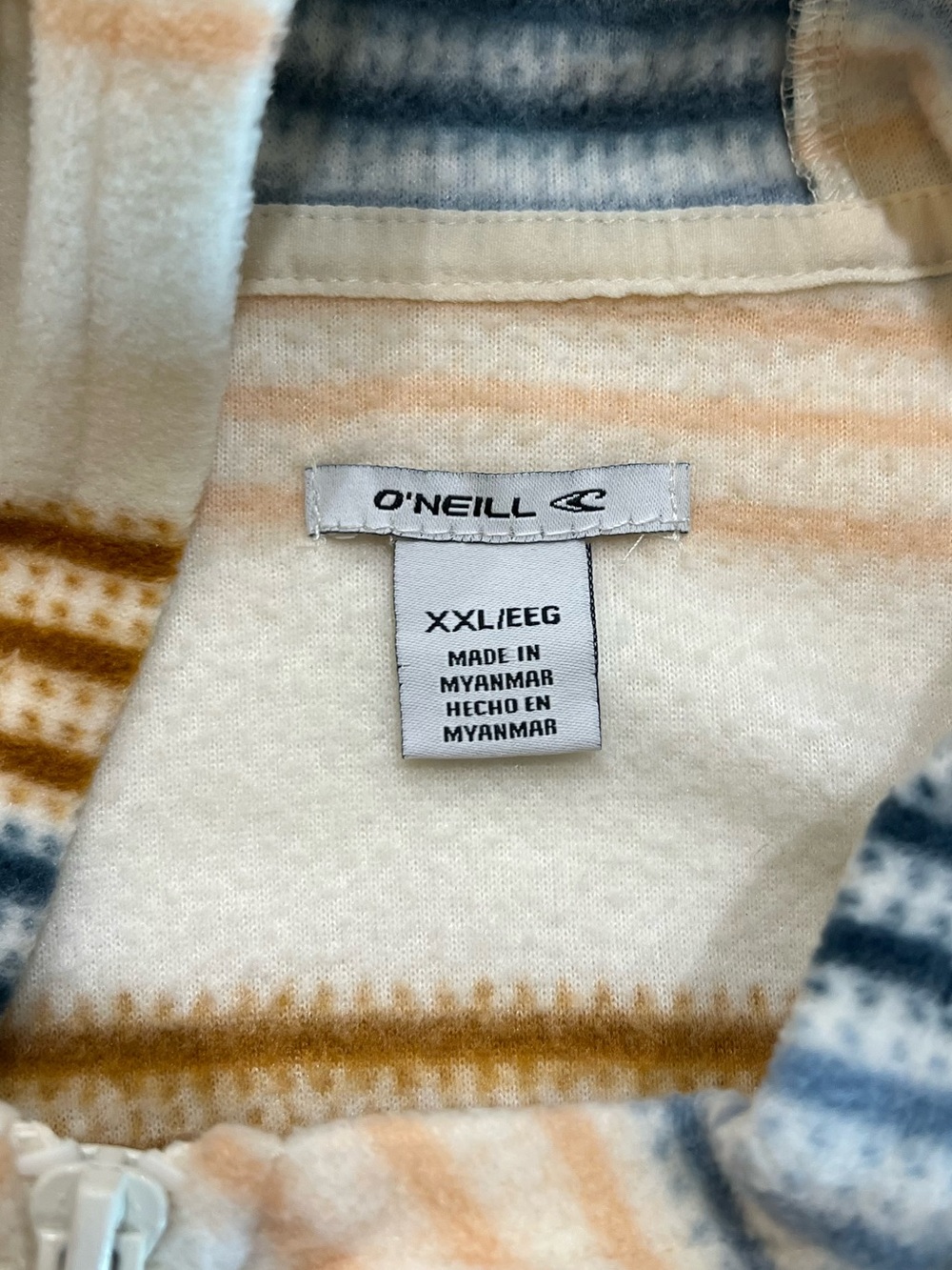 O’Neill Striped Fleece Hoodie Half Zip Pullover Pockets XXL - Picture 4 of 7